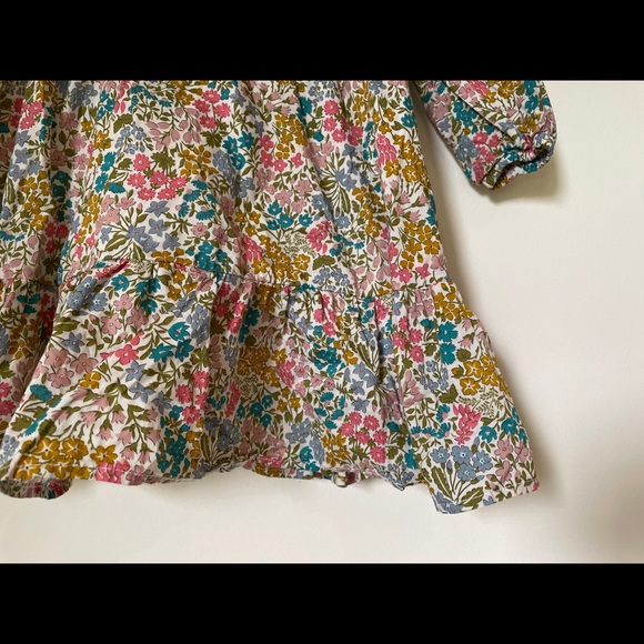 Baby girls BEBE BY MINIHAHA Liberty Mustard Floral Ruffle Dress Size 2 (18-24 M) - Picture 6 of 12